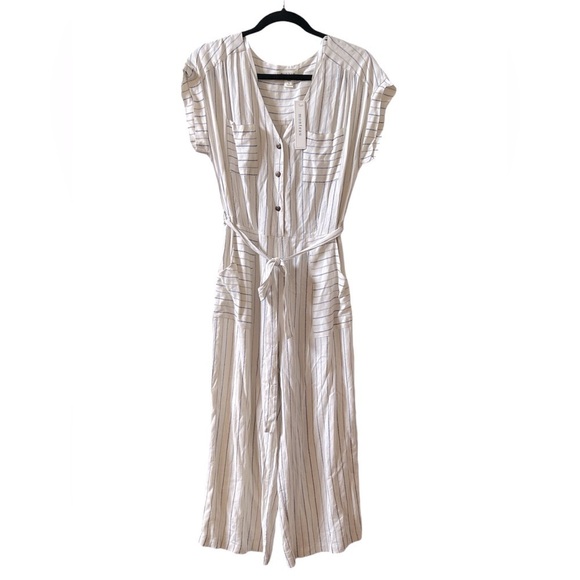 Monteau Los Angeles Striped Cropped Jumpsuit - L (runs small-Junior‎ sizing) - Picture 1 of 8